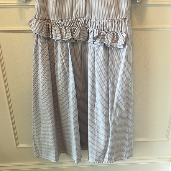 English Factory NWOT XS Blue White Ruffle Oversized Midi Dress Lined - Picture 4 of 9